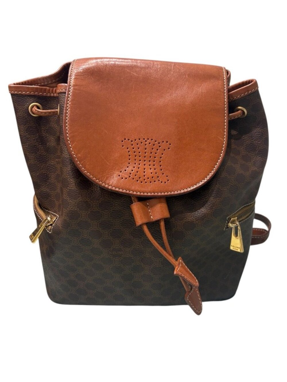 Celine Macadam Brown Gold Backpack